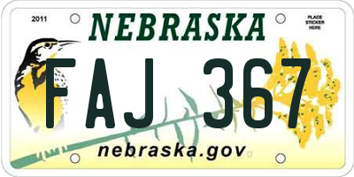NE license plate FAJ367