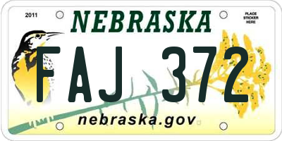 NE license plate FAJ372