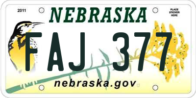 NE license plate FAJ377