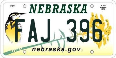 NE license plate FAJ396