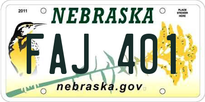 NE license plate FAJ401
