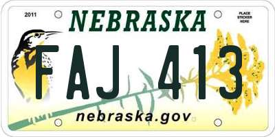 NE license plate FAJ413