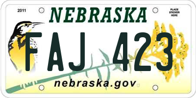 NE license plate FAJ423