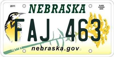 NE license plate FAJ463