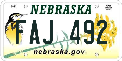 NE license plate FAJ492