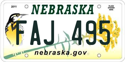 NE license plate FAJ495