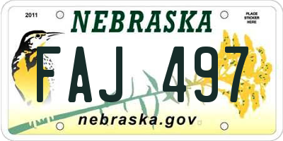 NE license plate FAJ497