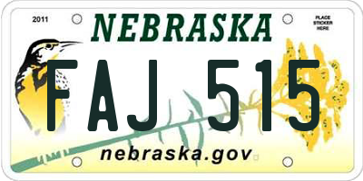 NE license plate FAJ515