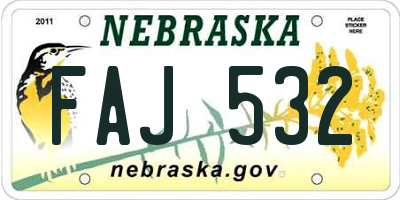 NE license plate FAJ532