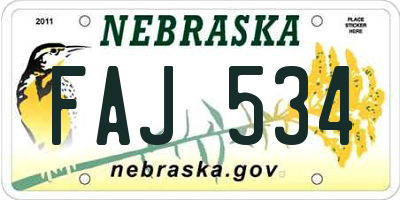 NE license plate FAJ534