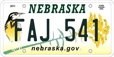 NE license plate FAJ541
