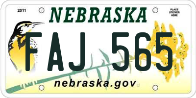 NE license plate FAJ565