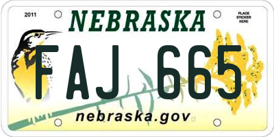NE license plate FAJ665