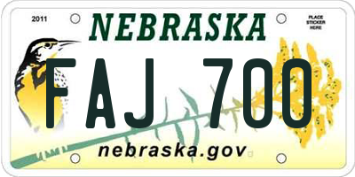 NE license plate FAJ700