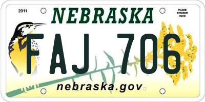 NE license plate FAJ706