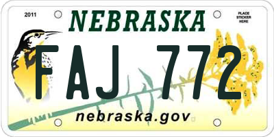 NE license plate FAJ772