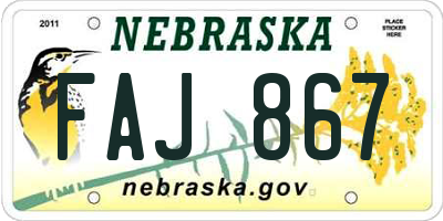 NE license plate FAJ867
