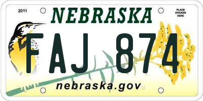 NE license plate FAJ874