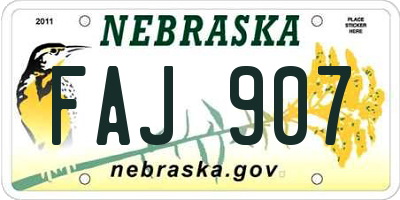 NE license plate FAJ907