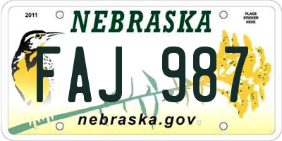 NE license plate FAJ987