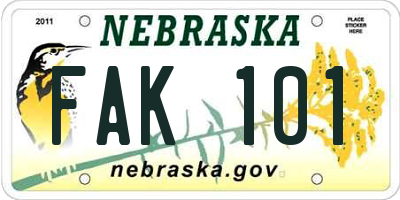 NE license plate FAK101
