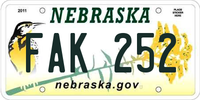 NE license plate FAK252
