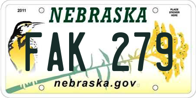 NE license plate FAK279