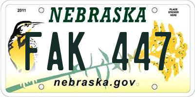 NE license plate FAK447