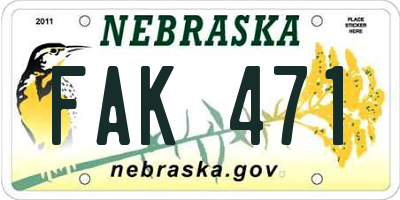 NE license plate FAK471