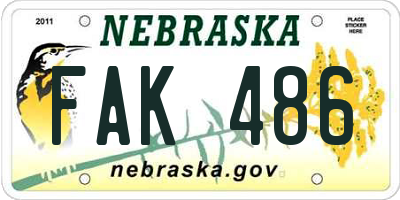 NE license plate FAK486