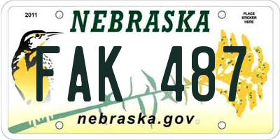 NE license plate FAK487