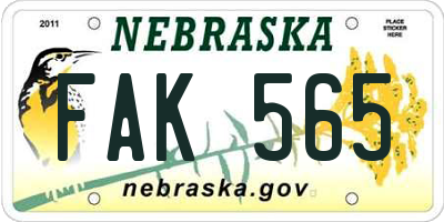 NE license plate FAK565