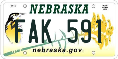 NE license plate FAK591