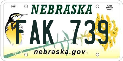 NE license plate FAK739