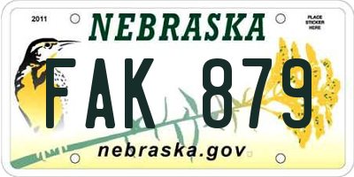 NE license plate FAK879