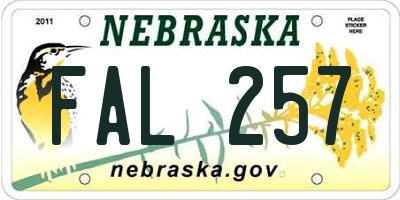 NE license plate FAL257
