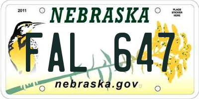 NE license plate FAL647