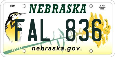 NE license plate FAL836
