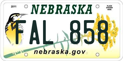 NE license plate FAL858