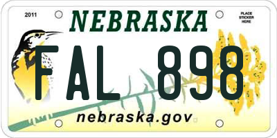 NE license plate FAL898