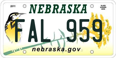 NE license plate FAL959