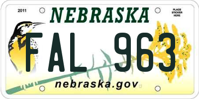 NE license plate FAL963