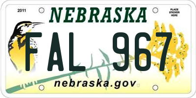 NE license plate FAL967