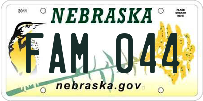 NE license plate FAM044