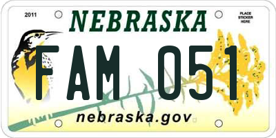 NE license plate FAM051