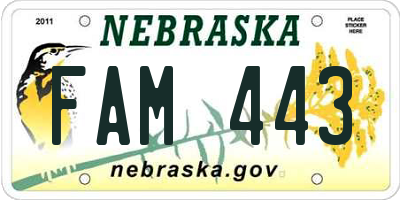 NE license plate FAM443