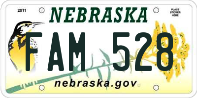 NE license plate FAM528