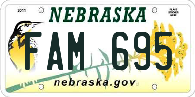 NE license plate FAM695