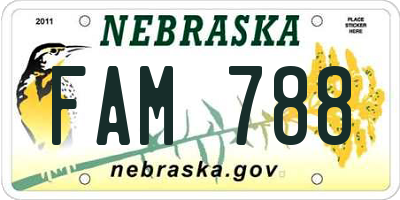 NE license plate FAM788