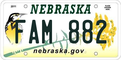 NE license plate FAM882